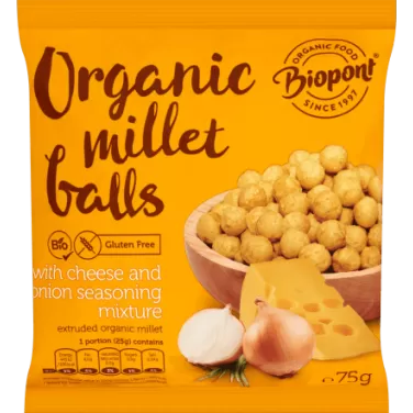 Bio extrudált kölesgolyó sajtos-hagymás 75 g