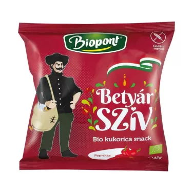 bio kukorica snack betyár szív paprikás ízesítéssel 45 g